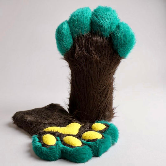 Earth tone Paws in Oceanic Green-Blue and Brown Paws