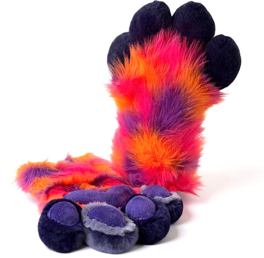 Vibrant Orange, Pink and Purple Paws