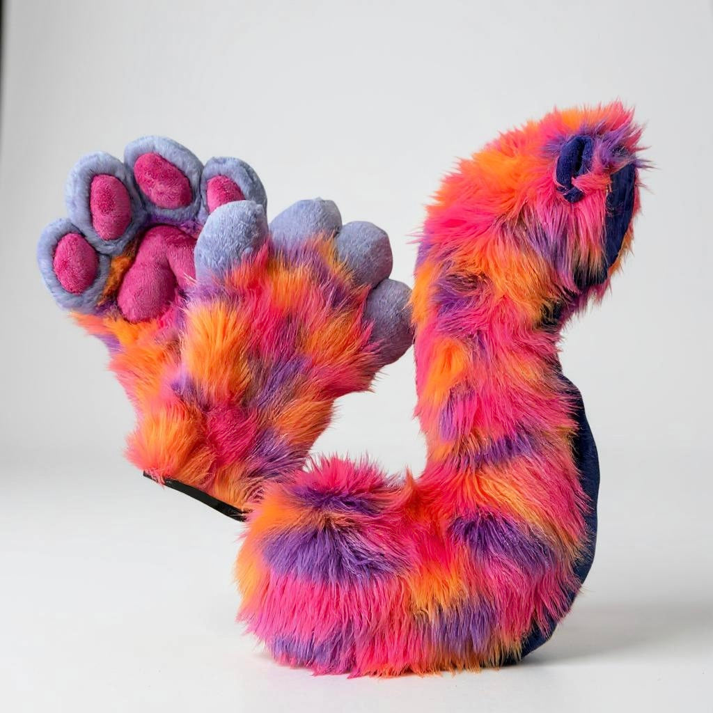 Vibrant Orange, Pink and Purple Paw & Tail Set