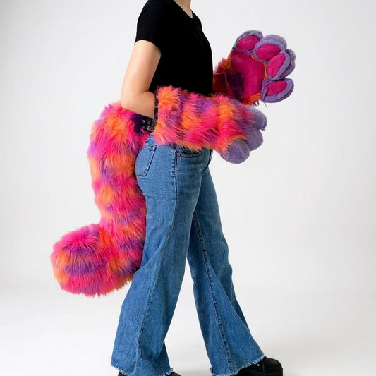 Vibrant Orange, Pink and Purple Paw & Tail Set
