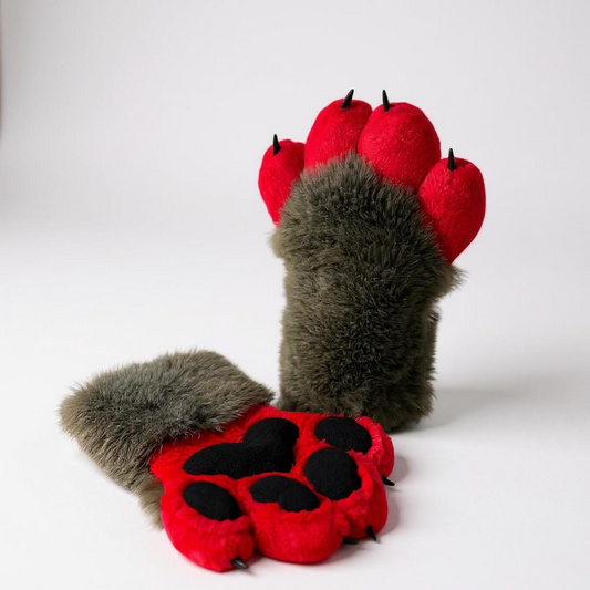Dark Grey and Fire Engine Paws with claws