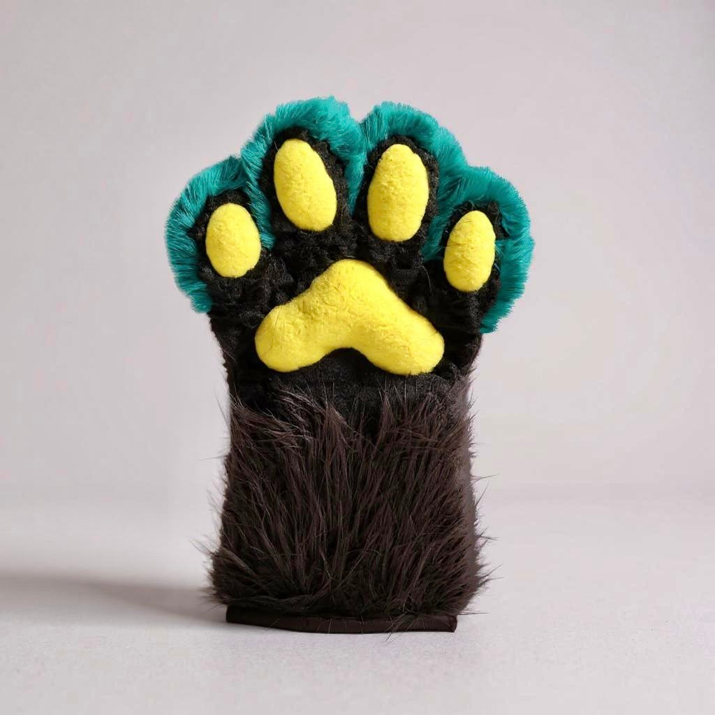 Earth tone Paws in Oceanic Green-Blue and Brown Paws
