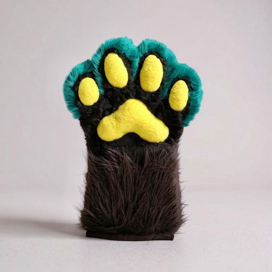 Earth tone Paws in Oceanic Green-Blue and Brown Paws